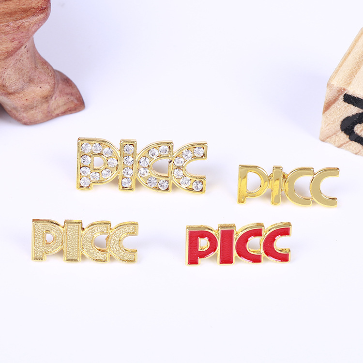 PICC 人民保险镶钻徽章 保险司徽 25颗钻 保险通用胸章