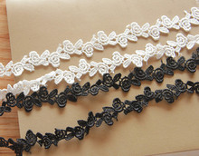 DIY手工花边辅料 黑色白色水溶蕾丝花边 玫瑰衣服装饰边 宽1CM
