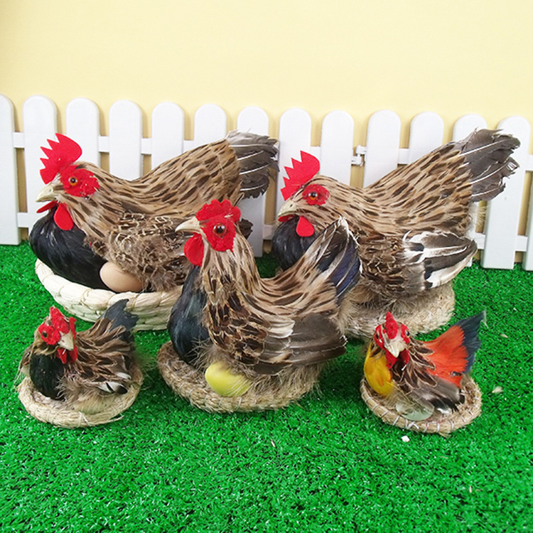 simulation Incubate chicken Feather Handicraft supermarket ornament prop children Early education Hen static state Decoration