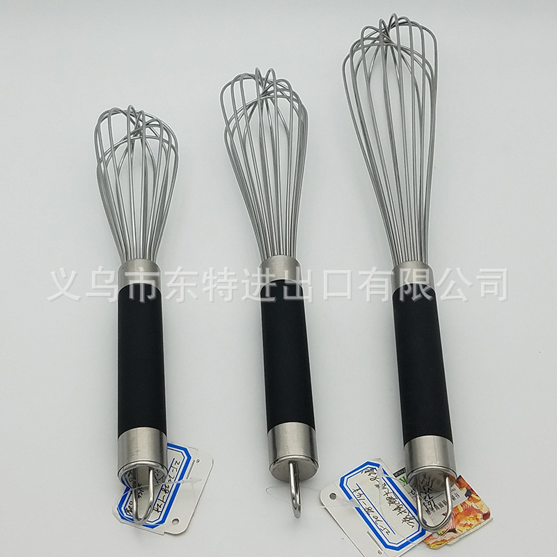 Factory direct sales of stainless steel egg beaters, high-end baking supplies, rubber-coated plastic handles, 8-line manual egg beaters detail image 4