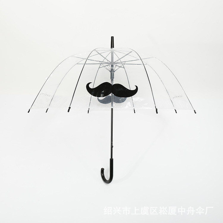 Star with the new transparent umbrella factory spot wholesale umbrella long handle Poe umbrella moustache straight rod umbrella