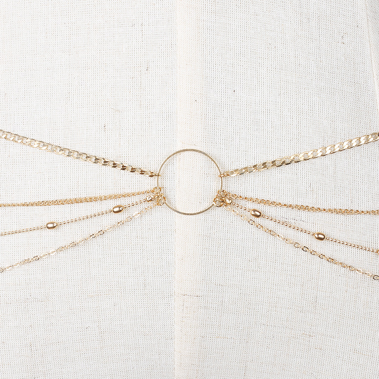 26g Weight Waist Chain Classification Women'S Gender Basic Style Gold Color  Fashion Trouser Chain Hand-woven Geometric Circle Metal Multi-layer Chain Waist Chain 4