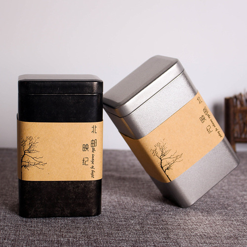Retro tea can tin box new large and small square tinplate tea packaging box sealed tea tin box