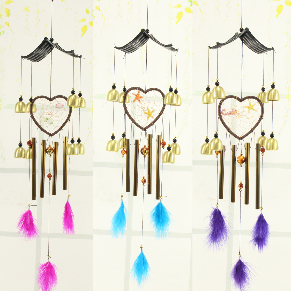 Attrape-rêves créatif, carillon éolien en métal, ornement en forme de cloche et de cœur, pendentif animal, décoration intérieure, cadeau artisanal, transfrontalier_voghion.com
