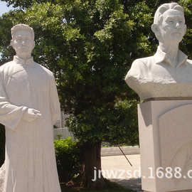 石人半身像厂家 近代革命人物雕像石刻价格 抗战人物石像图片