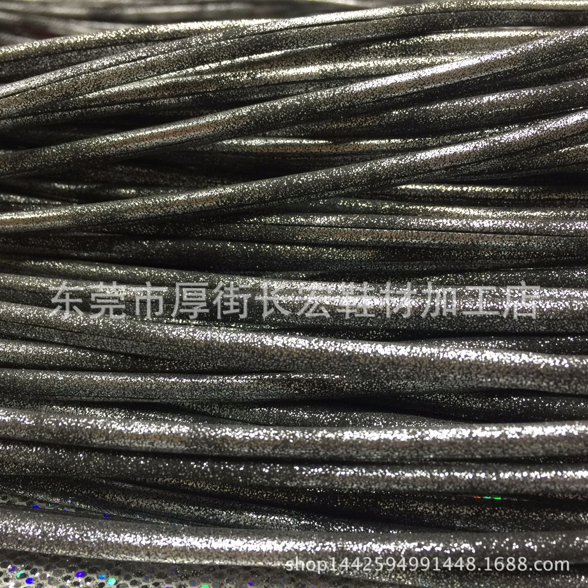黑银烟灰色Pu内加棉芯绳包EVA抽半圆条 皮绳 半圆皮条