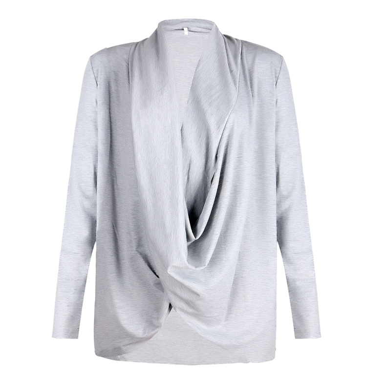 irregular pile collar long-sleeved t-shirt  NSKX10177