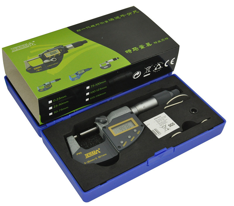特马电子数显外径千分尺0-25-50-75mm精度0.001mm分厘卡