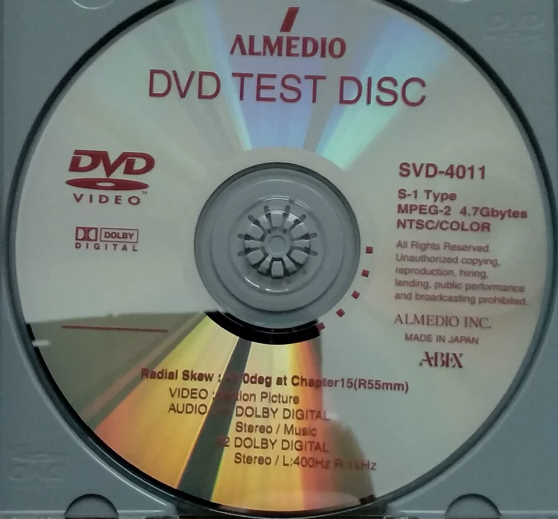 ABEX test disc supply ABEX SVD-4011 test disk warning disc