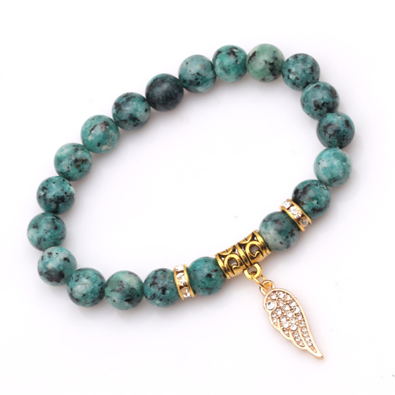 New Natural Stone 3D Pendant Bracelet Bracelet Natural Stone Palm Wing Beaded Bracelet