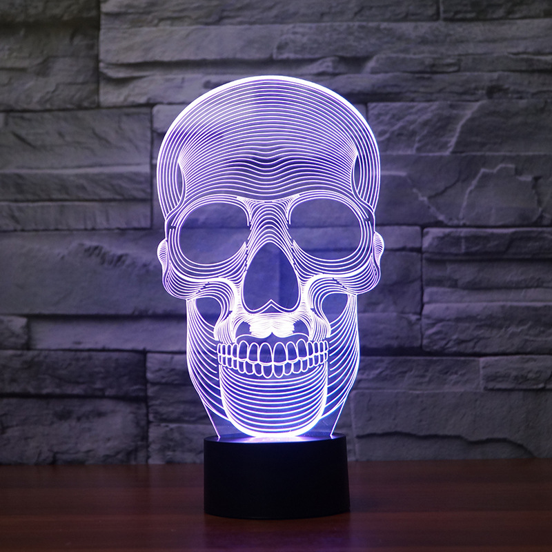 跨境速賣通 新款萬圣節(jié)骷髏 創(chuàng)意3D燈 LED裝飾臺燈FS-3250