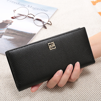 2022 new pattern Korean Edition The first layer cowhide Ms. Long Wallet Soft leather Thin section Leather Wallet Simplicity fashion