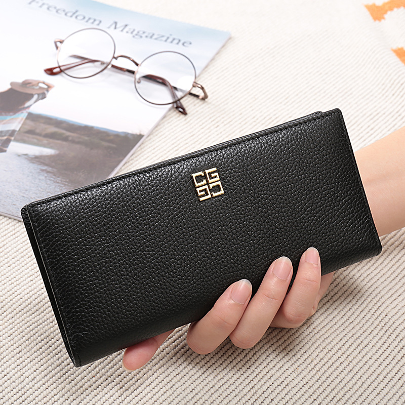 2022 new pattern Korean Edition The first layer cowhide Ms. Long Wallet Soft leather Thin section Leather Wallet Simplicity fashion