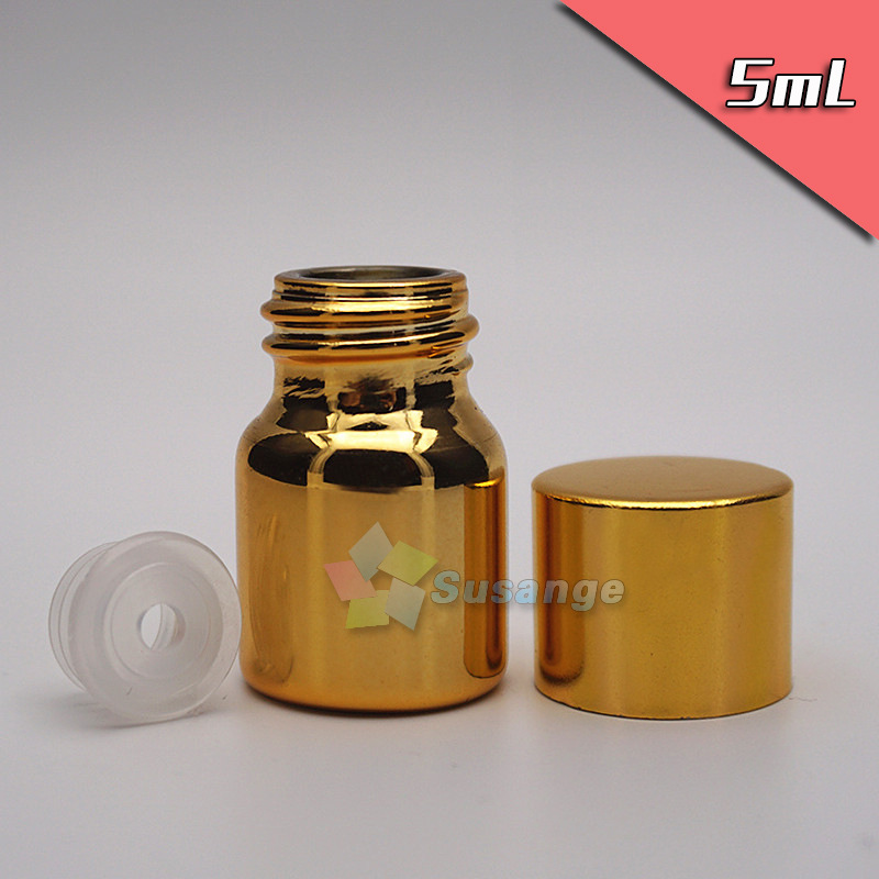 电镀玻璃瓶 5ml金色电镀瓶 螺口瓶 化妆品分装瓶 小精油瓶 原液瓶