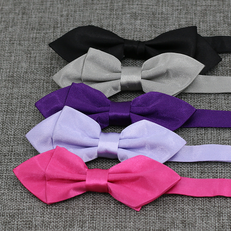 定做領結領花真絲紡絲單色壹色 演出合唱團學生團體結婚領結批發