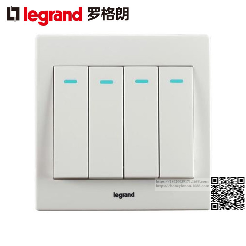Legrand/罗格朗 美淳 四位单控带指示开关EN34/1/2DY-阿里巴巴