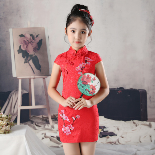 Qipao for kids Girls embroidered cheongsam dress big children Chinese Dress cheongsam children performance dress children cheongsam