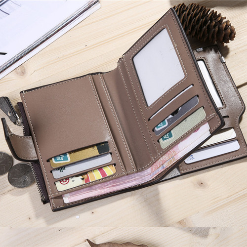 DEABOLAR new men's mid-length wallet casual retro canvas pattern men's wallet zipper coin purse