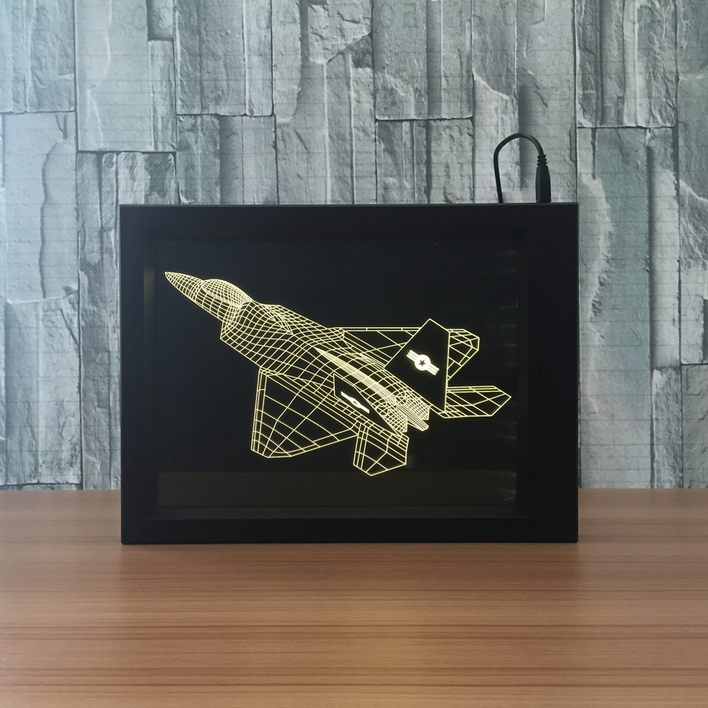 相框3d灯 亚克力相框led灯 创意礼品小夜灯帆船