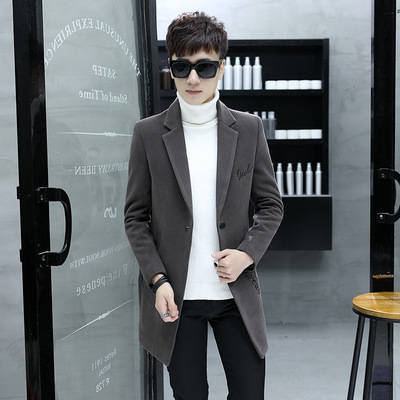 2023冬季新款男式毛呢大衣中长款呢子大衣男式毛呢外套一件代发