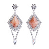 Accessory, crystal, metal earrings, European style, with gem, wholesale