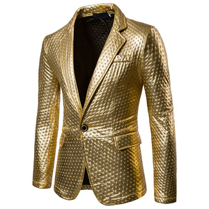 men's jazz performance suit blazers groomsmen jacket Men's thickened Quilted Cotton dot embossing