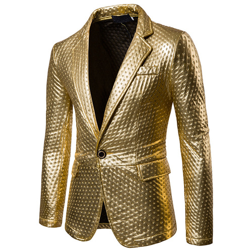 men's jazz performance suit blazers groomsmen jacket Men's thickened Quilted Cotton dot embossing