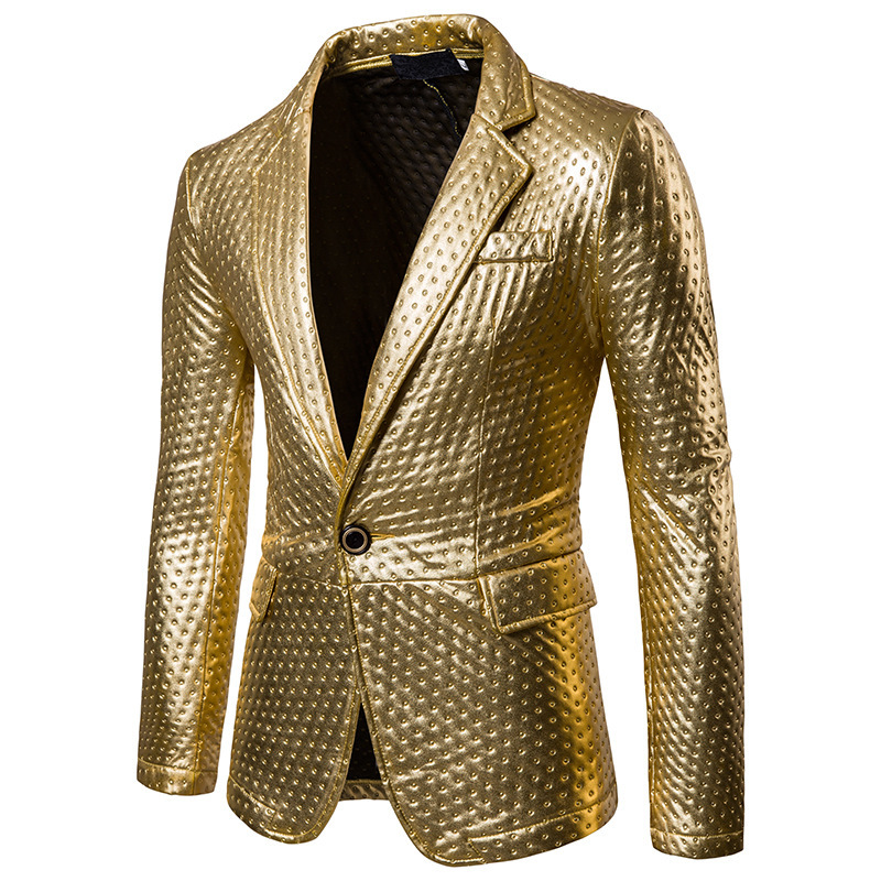 men's jazz performance suit blazers groomsmen jacket Men's thickened Quilted Cotton dot embossing