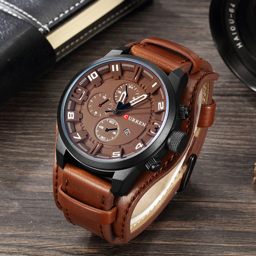 CURREN 8225 Men's Fashion Personalized Quartz Watch Calendar Belt Strap Large Dial Watch