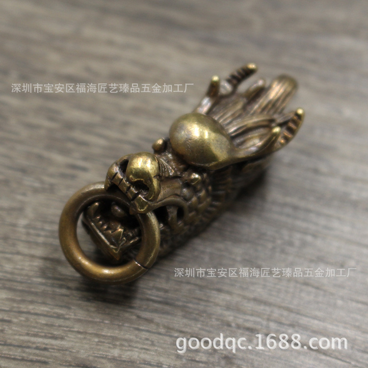 铜复古龙头吊坠黄铜祥瑞龙抬头汽车钥匙扣配件生肖龙 挂坠