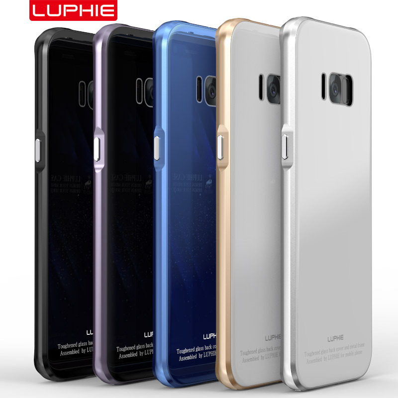 Luphie Aircraft Aluminum Metal Frame 9H Tempered Glass Back Cover Case for Samsung Galaxy S8 Plus & Galaxy S8