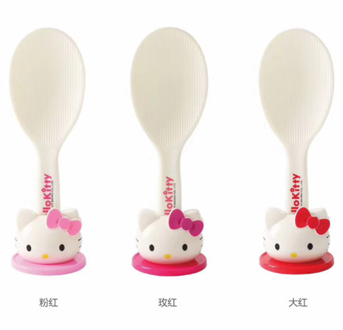 SP068KITTY rice spoon cartoon three-dimensional standing rice spoon plastic rice spoon kitchen supplies spoon