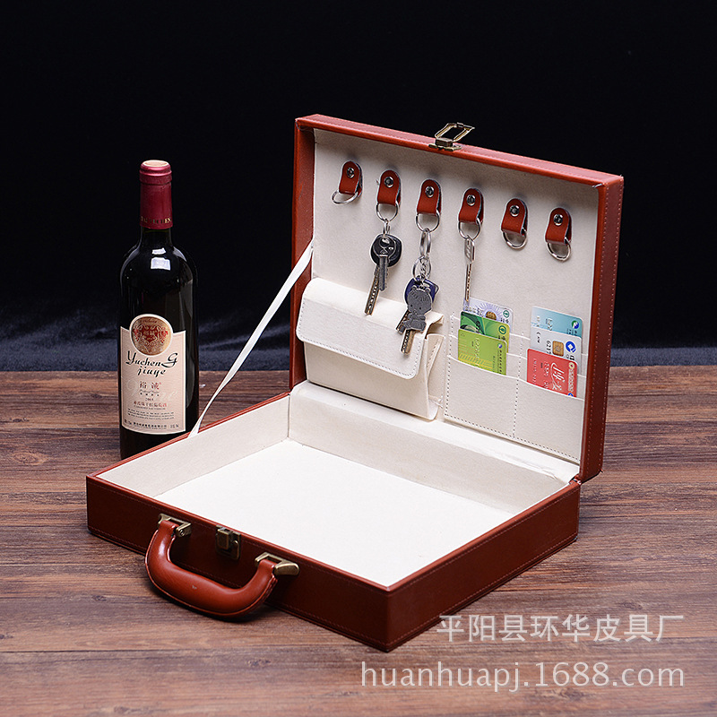 定制高档交房盒 pu皮革业主交付钥匙箱 手提式皮质交房箱批发