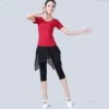 Burgundy trousers with a round collar, J02, with short sleeve