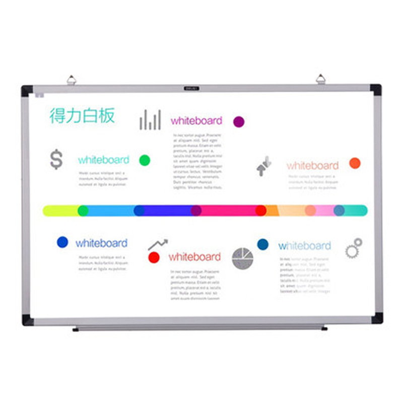 得力白板60*90磁性办公挂式黑板教学写字板家用会议板可擦33369