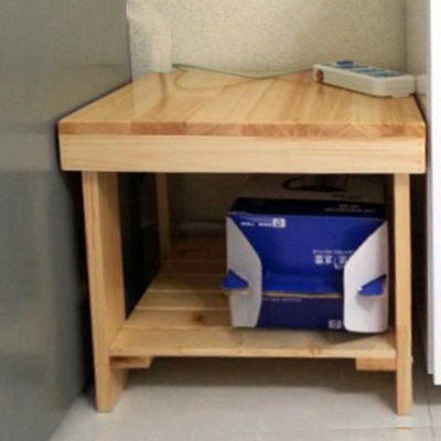 创意实木双层正方形茶几松木简易电话小几方桌小户型沙发边几|ms