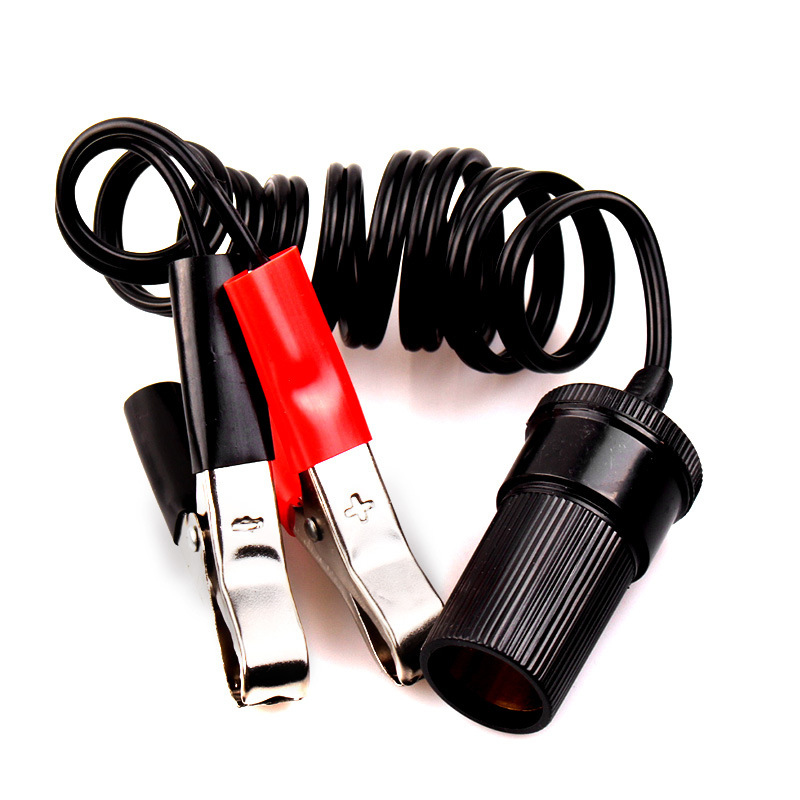 加粗大功率电瓶夹转点烟器车载电瓶线转换鳄鱼夹汽车载充气泵专用