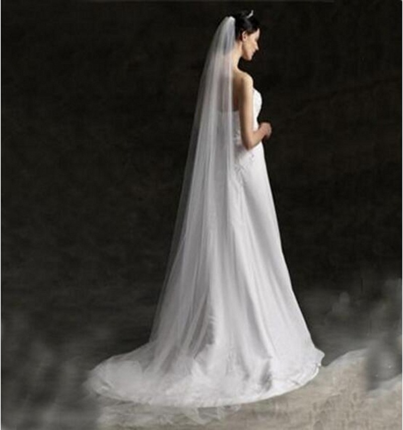 New bridal wedding veil simple single-layer long trailing veil with iron hair comb factory wholesale