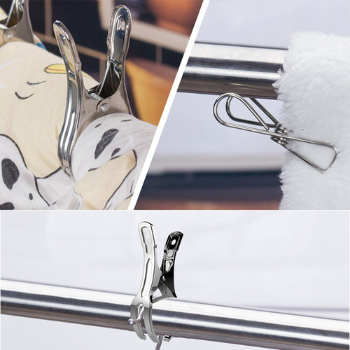 Manufacturer Direct Sale Stainless Steel Clip Clothespin Spring Sock and Clothes Windproof Clip Large Bed Sheet Sunbed Sheet Clip