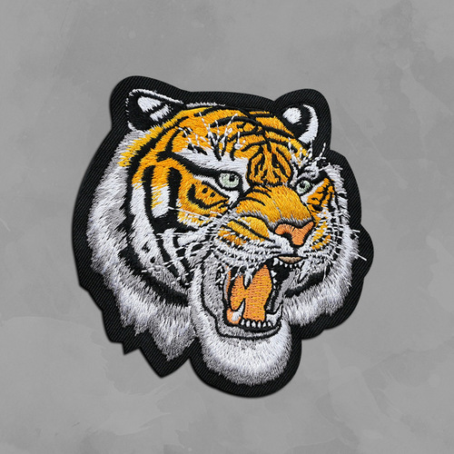 Tiger Head Embroidered Fabric Patch Badge DIY Clothes Denim Jacket Patch Hole Sticker Embroidery Label Patch Material Iron On Patch