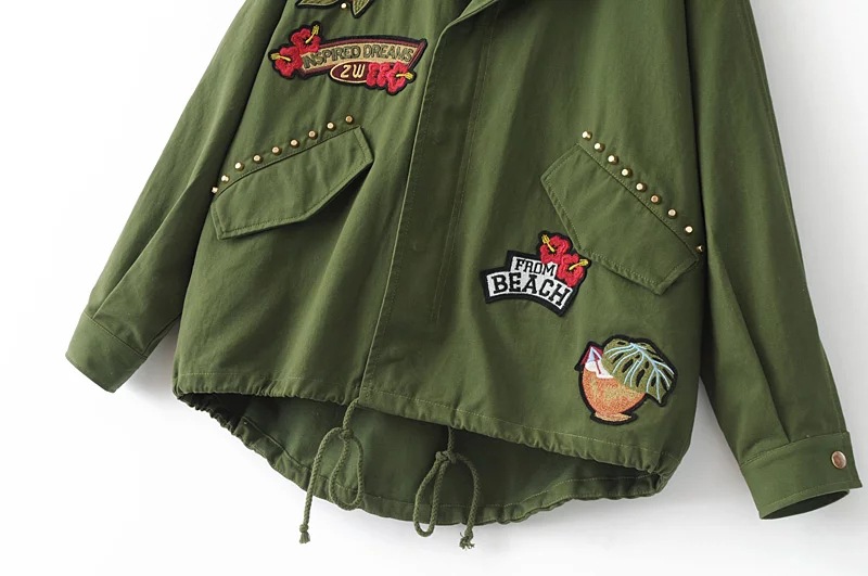 新款女装_2017欧美风时尚女装背部军绿工装夹