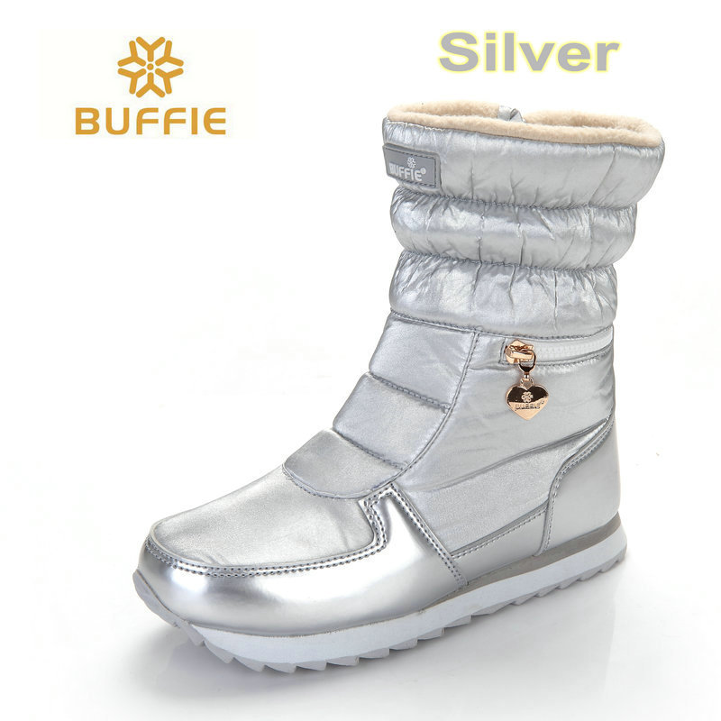 Botas de nieve de las mujeres de fondo plano a media pantorrilla impermeable cremallera engrosada zapatos de algodón transfronterizo Taobao suministro al por mayor entrega de una sola pieza