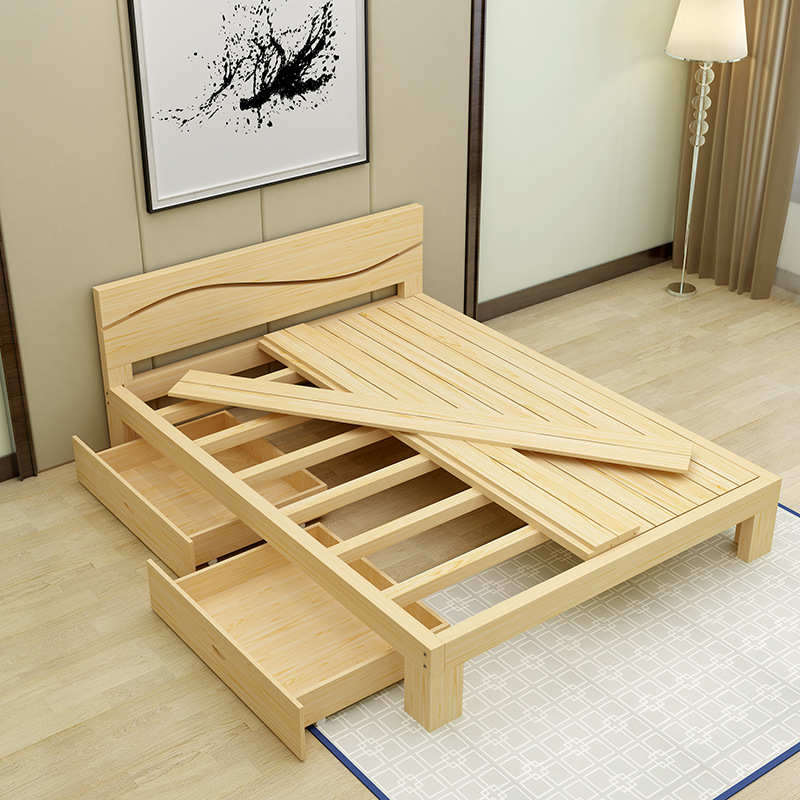 direct deal Solid wood bed 1.8 M children&#39;s beds 1.5 Staff quarters Simple bed Economic type Big bed