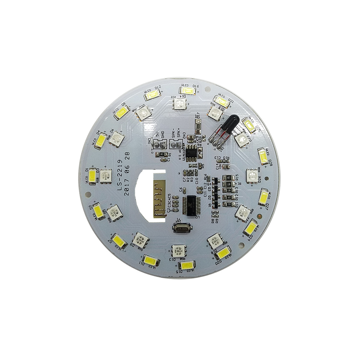 七彩LED球泡灯无线音响蓝牙主板智能音箱灯PCBA方案开发