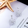 Earrings, universal accessory, silver 925 sample, with snowflakes, Korean style, 925 sample silver