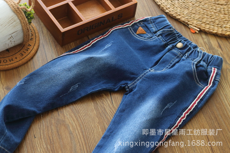 男童牛仔裤_2017男童女童牛仔裤~童装条纹织