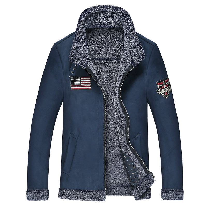 2024 autumn winter new plush style fur integrated cotton jacket, thick and trendy men's plus size_voghion.com