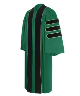 定制 美式博士服英式毕业服百褶款国外墨绿色博士服带金边支持来