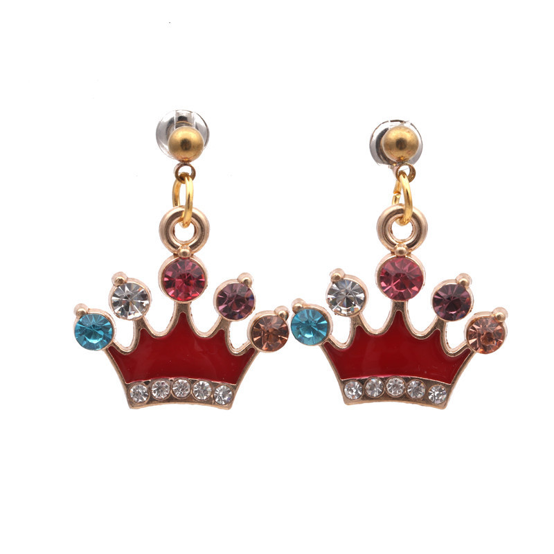 Fashion Diamond Crown Earrings Simple Female Jewelry Cute Retro Cartoon Earrings display picture 2