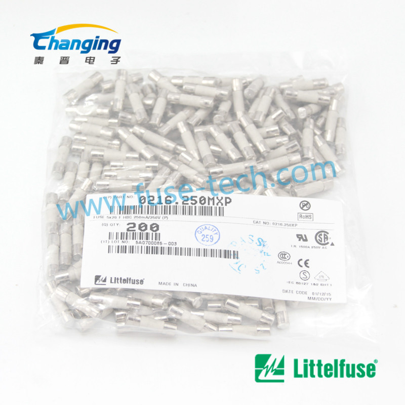 250MA 250V 陶瓷保险丝管 单体不带脚 0216.250MXP 力特品牌